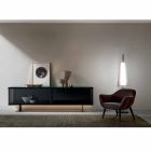 Living Room Sideboard in Smoked Glass and Green or Red Marble with Led - Leonarda Viadurini