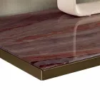 Living Room Sideboard in Smoked Glass and Green or Red Marble with Led - Leonarda Viadurini