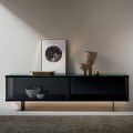 Living Room Sideboard in Smoked Glass and Green or Red Marble with Led, Luxury-Leonarda
