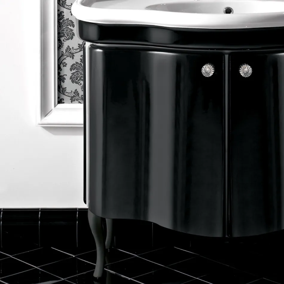 Modern Cabinet with Two Glossy Lacquered Doors Made in Italy - Candy Viadurini