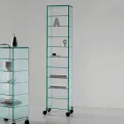 Multipurpose Cabinet with Transparent Glass Wheels with 3,6,8 or 10 Shelves - Versatilio Viadurini