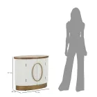 Oval Wooden Cabinet with Top and Rounded Inserts with 2 Doors - Rachel Viadurini