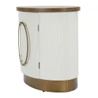 Oval Wooden Cabinet with Top and Rounded Inserts with 2 Doors - Rachel Viadurini