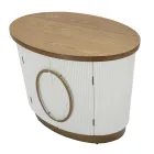 Oval Wooden Cabinet with Top and Rounded Inserts with 2 Doors - Rachel Viadurini