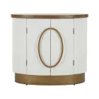 Oval Wooden Cabinet with Top and Rounded Inserts with 2 Doors - Rachel Viadurini