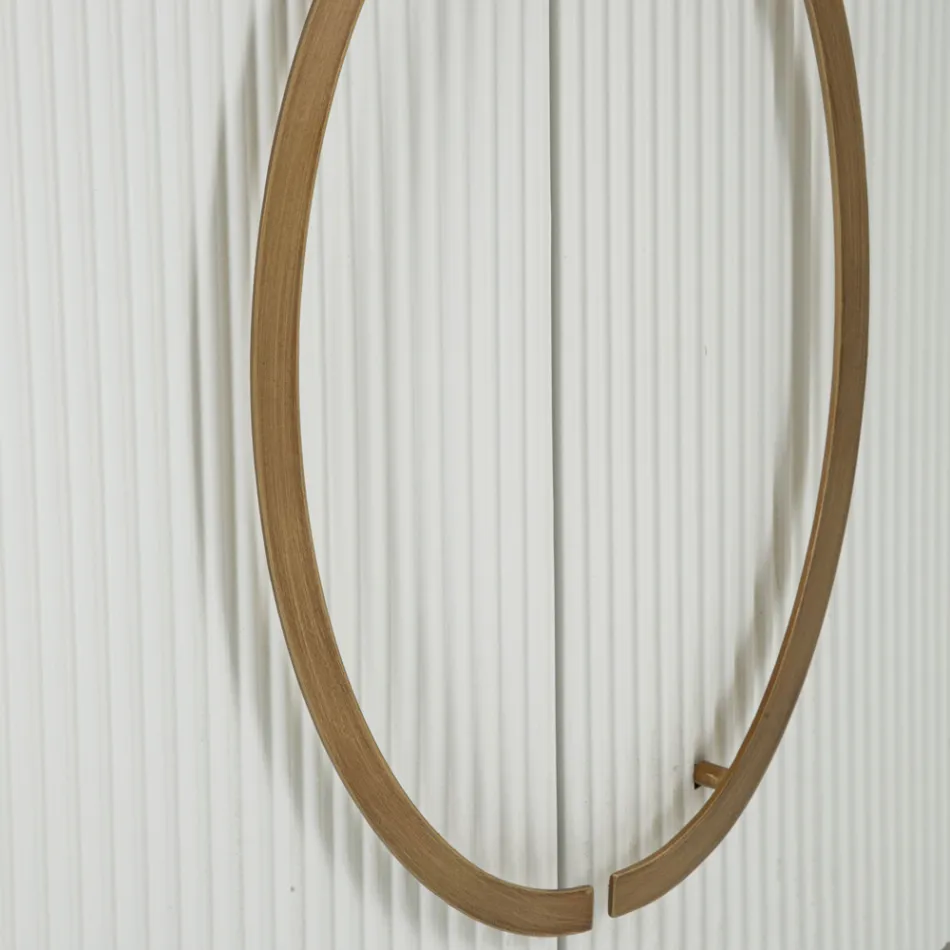 Oval Wooden Cabinet with Top and Rounded Inserts with 2 Doors - Rachel Viadurini