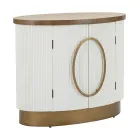 Oval Wooden Cabinet with Top and Rounded Inserts with 2 Doors - Rachel Viadurini