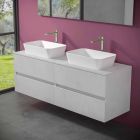 Suspended Bathroom Cabinet with Double Countertop Washbasin - Mandrillo Viadurini
