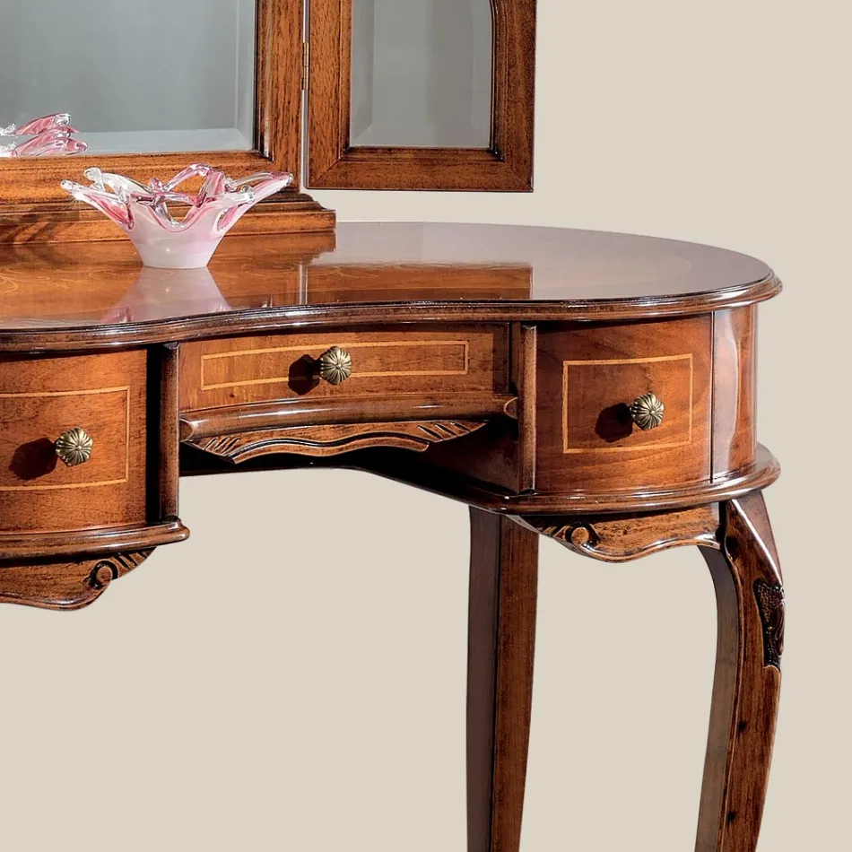 Wooden Dressing Table with Drawers and Mirror Made in Italy - Luxury Viadurini