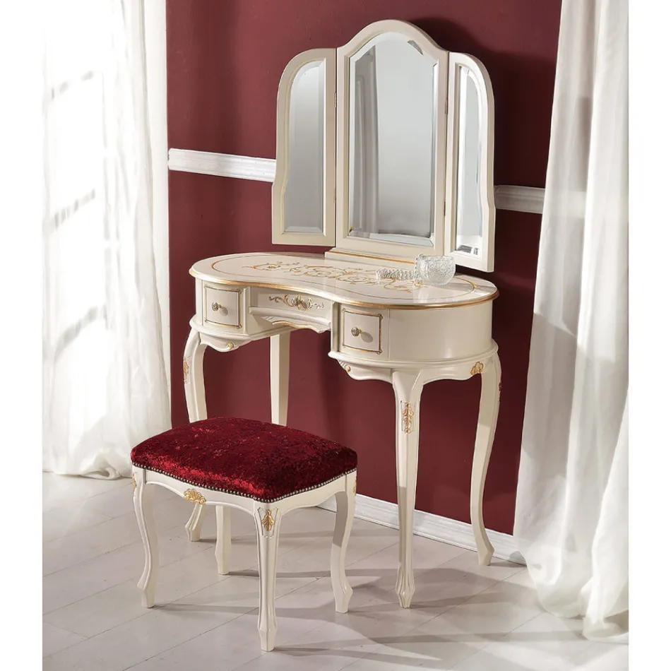 Wooden Dressing Table with Drawers and Mirror Made in Italy - Luxury Viadurini