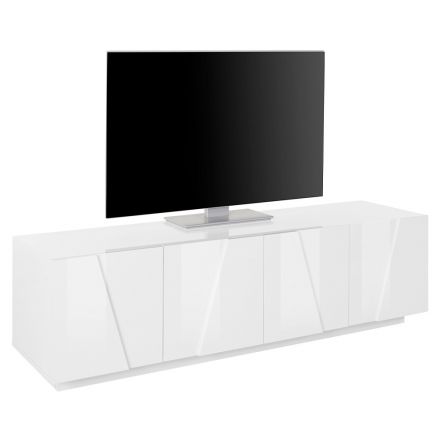 TV Cabinet with 4 or 6 Doors in White Wood, Concrete or Slate - Fjona Viadurini