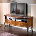 Classic TV Stand in White Wood and Walnut Made in Italy - Katerine Viadurini