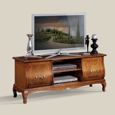 Classic Wooden TV Stand with Inlays Made in Italy - Hastings Viadurini