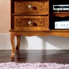 Classic TV Stand in Walnut Wood 4 Drawers Made in Italy - Prince Viadurini