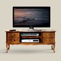 Classic TV Stand in Walnut Wood 4 Drawers Made in Italy - Prince