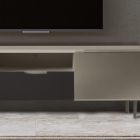 TV Cabinet with 2 Doors and 1 Drawer in Nickel and Carbon Finish - Inga Viadurini