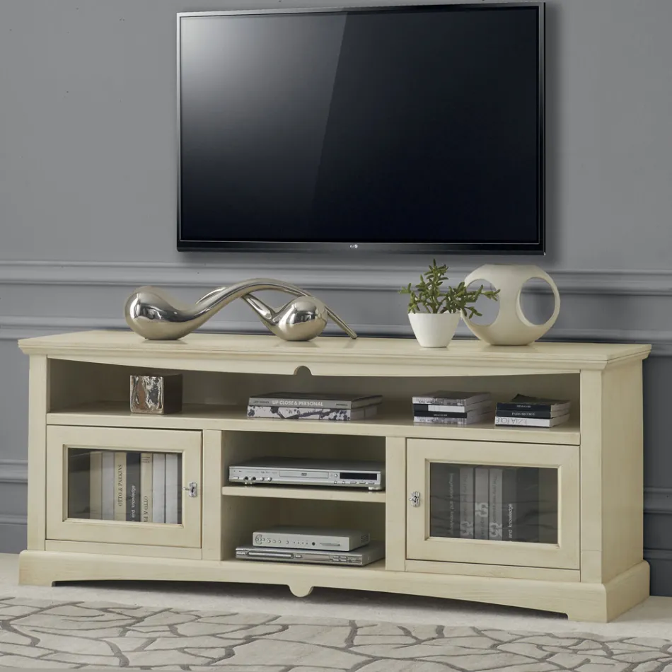 TV stand with 2 doors and 3 open compartments Made in Italy - Ymir Viadurini