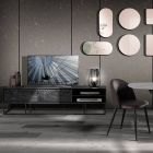 TV Stand with 2 Doors and an Open Compartment with Shelf - Platinum Viadurini