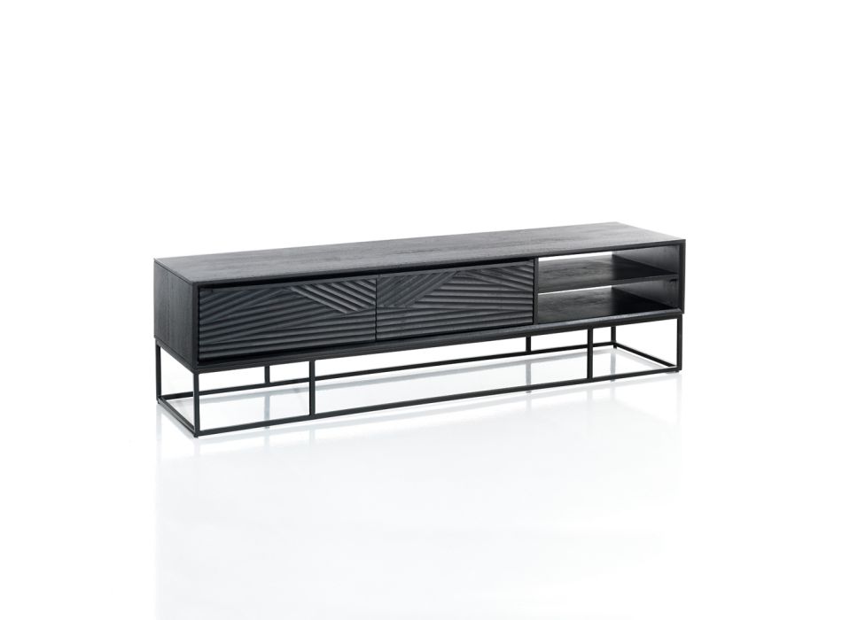 TV Stand with 2 Doors and an Open Compartment with Shelf - Platinum Viadurini