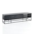 TV Stand with 2 Doors and an Open Compartment with Shelf - Platinum