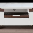 TV Cabinet with 2 Doors in Canaletto and White Finish Made in Italy - Kari Viadurini