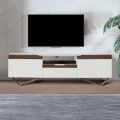 TV Cabinet with 2 Doors in Canaletto and White Finish Made in Italy - Kari