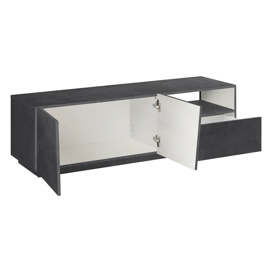 TV Cabinet with 2 Doors, a Drawer and an Open Compartment Made in Italy - Popilio Viadurini