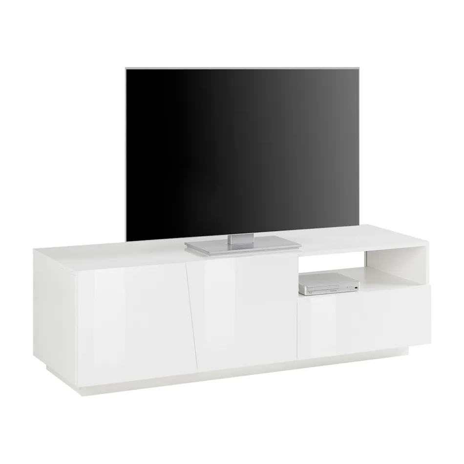 TV Cabinet with 2 Doors, a Drawer and an Open Compartment Made in Italy - Popilio Viadurini