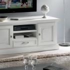 TV Cabinet with 2 Open Compartments and 2 White Lacquered Doors Made in Italy - Atai Viadurini