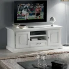 TV Cabinet with 2 Open Compartments and 2 White Lacquered Doors Made in Italy - Atai Viadurini
