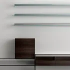 TV stand with 3 shelves and hinged container Made in Italy - Roman Viadurini