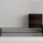 TV stand with 3 shelves and hinged container Made in Italy - Roman Viadurini