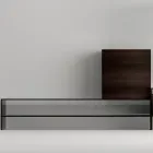TV stand with 3 shelves and hinged container Made in Italy - Roman Viadurini
