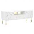 TV Cabinet with Structure in White Mdf with 2 Doors and Drawer - Nunzio