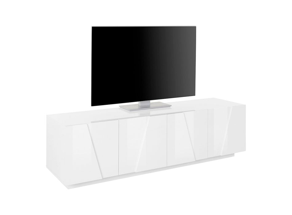 Living Room TV Stand with 4 Melamine Doors Made in Italy - Naditza Viadurini