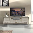 Luxury TV Cabinet in White and Silver Wood Made in Italy - Cheverny Viadurini