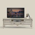 Luxury TV Cabinet in White and Silver Wood Made in Italy - Cheverny