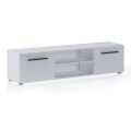 TV Stand in White Finish with 2 Doors and 1 Open Compartment - Selenio