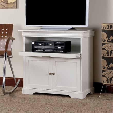 White Wooden TV Cabinet with Swivel Top Made in Italy - Aplu Viadurini
