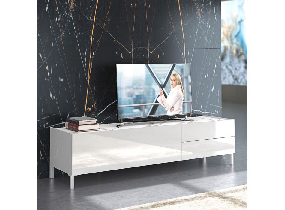 Wooden TV stand with 1 door and 2 drawers - Tantalo Viadurini