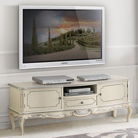 Wooden TV Cabinet with Classic Style Legs Made in Italy - Chantilly Viadurini