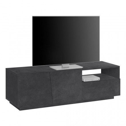 Design Wooden TV Cabinet 2 Doors 1 Drawer and Open Compartment - Joris Viadurini