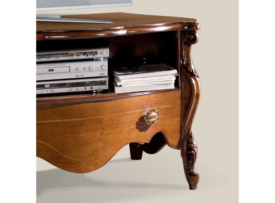 Bassano Walnut TV Cabinet with Drawer Made in Italy - Commodo Viadurini