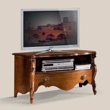 Bassano Walnut TV Cabinet with Drawer Made in Italy - Commodo