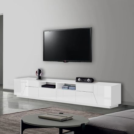 Tv Stand in Melamine 2 Sliding Drawers Made in Italy - Marciano Viadurini