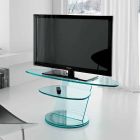 Glass TV Cabinet with Rotating Base and 2 Dimensions Shelf - Salemme Viadurini