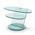 Glass TV Cabinet with Rotating Base and Shelves Made in Italy - Salemme