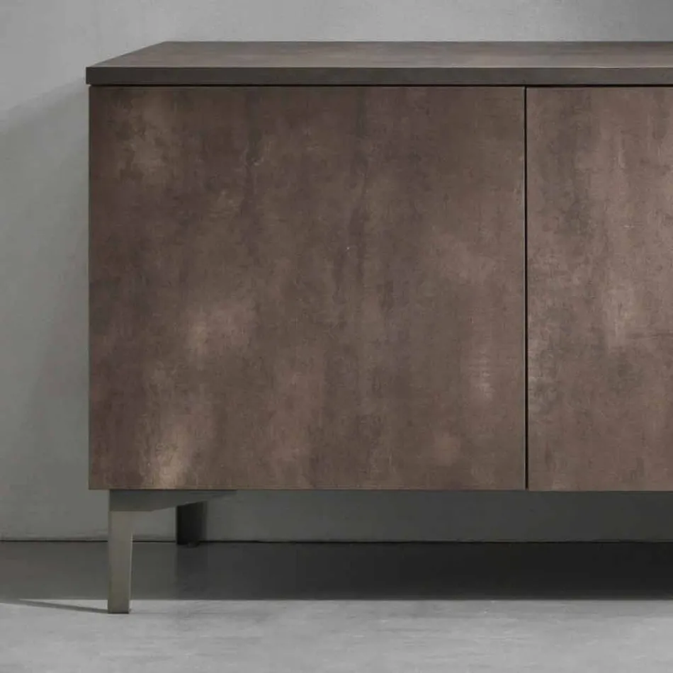 Modern Two Doors Tv Stand in Melamine Wood Made in Italy - Clemente Viadurini