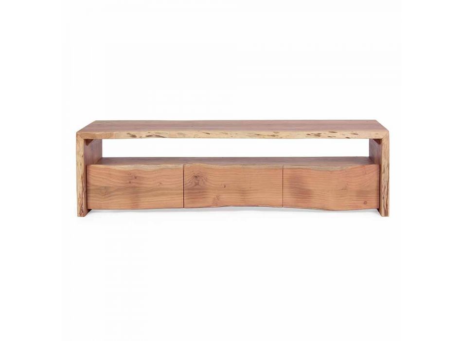 Modern TV Stand in Acacia Wood with 3 Drawers Homemotion - Lauro Viadurini