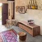 Modern TV Stand in Acacia Wood with 3 Drawers Homemotion - Lauro Viadurini